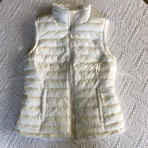 Heat Keep White Fur Lined Puffer Vest Small Packable Gorpcore Minimalist - Picture 1 of 11